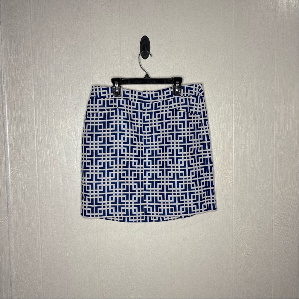 NWT Loft blue white geometric skirt size 6